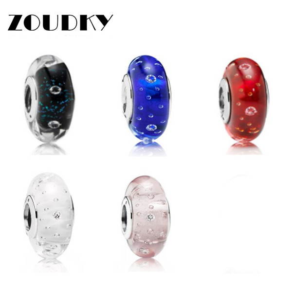 ZOUDKY 100% 925 Sterling Silver Bubble Pattern Glass Beads Fit Original Bracelet DIY bracelet Jewelry wholesale