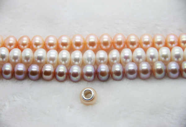 Natural Freshwater Pearl Beads with big hole decoration fit for DIY fashion European pandora bracelet free shipping