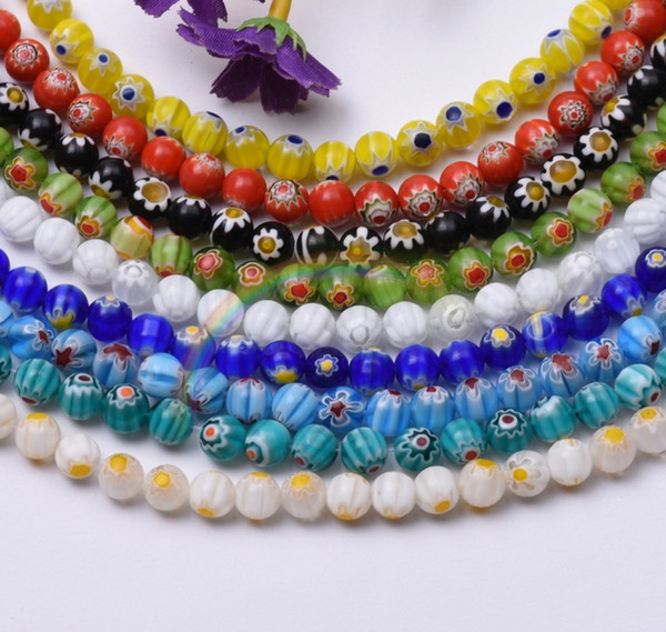 48 pcs 8mm color mixing glass beads beads DIY handmade jewelry accessories