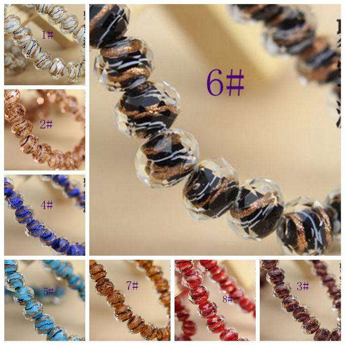 MIC 60pcs 8 - Color Semi-transparent Ziziphus Faceted Rondelle Lampworked Glass Beads 12mm (z143)