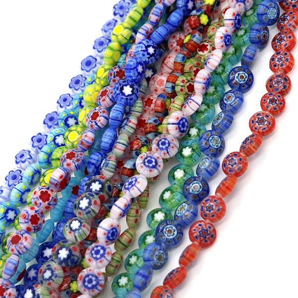 HOT!8x4mm 50pcs/lot Round Shape Beads Glass Millefiori Flower Lampwork Beads for Bracelet Jewelry Making & DIY Craft