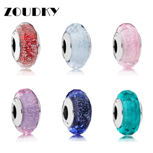 ZOUDKY Romantic 925 Sterling Silver Star Murano Starry Sky Series Glass Beads Fit Bracelet DIY bracelet Jewelry wholesale