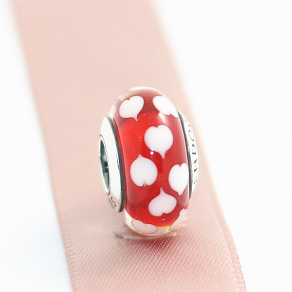 DIY Loose Beads Handmade Lampwork 925 Sterling Silver Sweet Heart Murano Glass Charm Bead Fits European Pandora Jewelry Bracelets