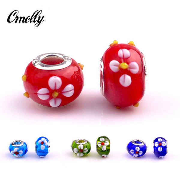 European Beads Silver Filled for Pandora Jewelry 3D Flower Handmade Lampwork Pandora Beads Charms DIY Bracelet Wholesale in Bulk Cheap!