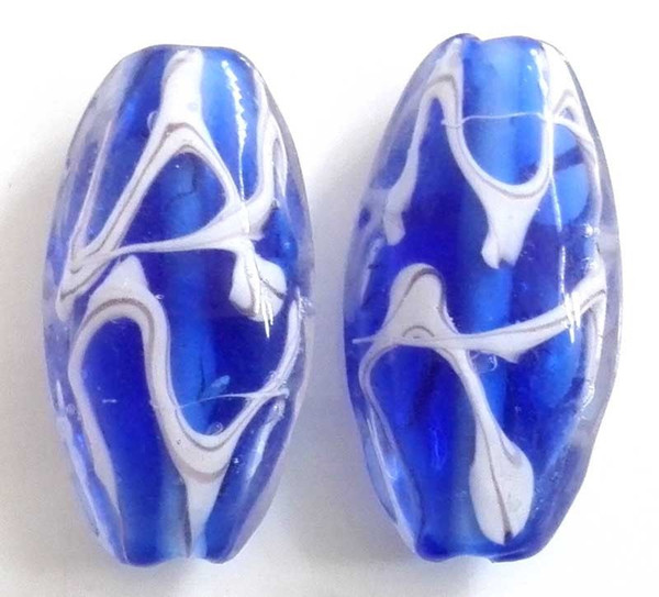 handmade Lampwork glass blue beads 15mm*30mm