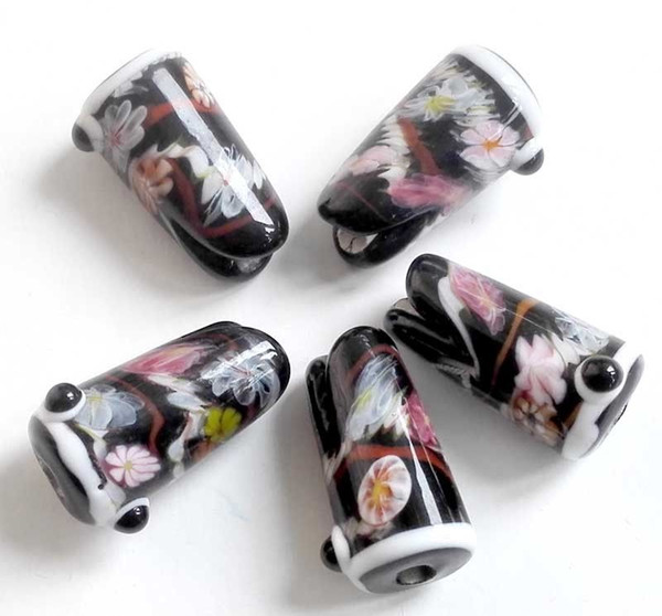 handmade Lampwork glass fashion beads 10mm*20mm---black fish