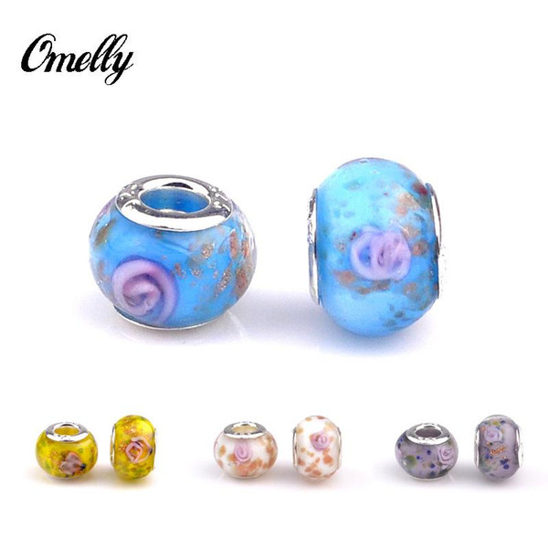 Charms Beads Silver Filled for Pandora Jewelry Handmade Lampwork Pandora Beads Charms DIY Bracelet Wholesale in Bulk Low Price 7 Colours