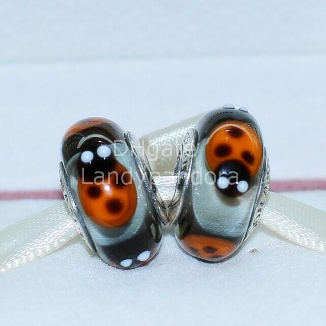 S925 Sterling Silver Screw Core Ladybugs Murano Glass Charm Beads Fit European Jewelry Bracelets Necklaces & Pendants