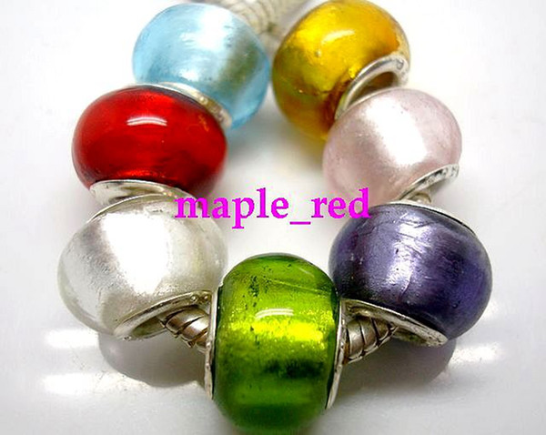 50PCS mixed Fashion Pure Foil Gold European Style Lampwork Glass Beads fit Charm Braceleten gros en vrac Prix bas