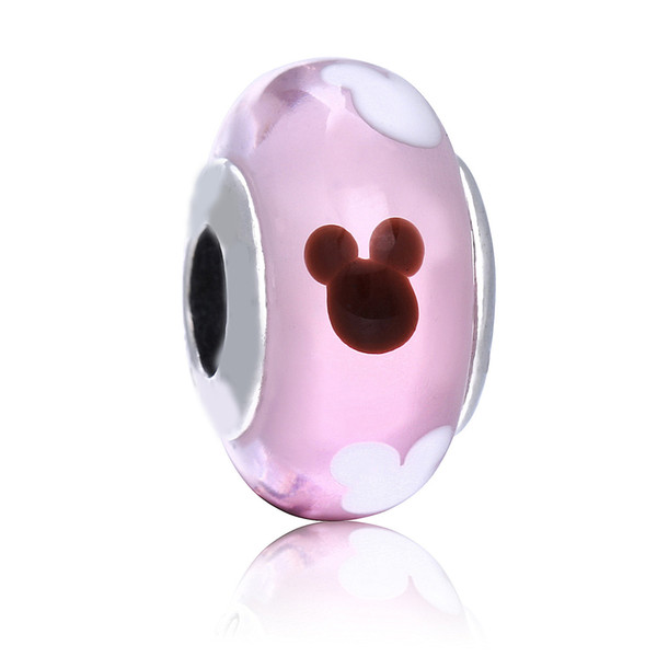 5pcs 925 Sterling Silver Threaded Screw Cartoon Pink Murano Glass Beads Fit Pandora Jewelry Charm Bracelets & Necklace