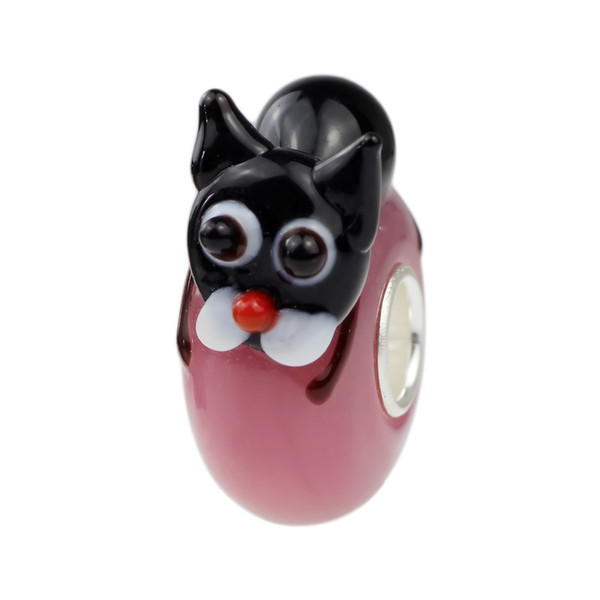 New Fashion 925 Sterling Silver Charm Loose Murano Glass Bead Naughty Kitty Cat For 3mm Thick European Bracelet