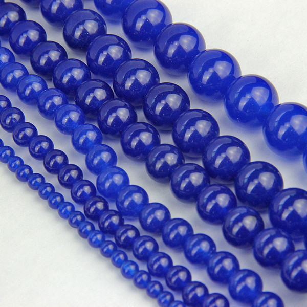 Blue Jade Stone Beads Imitation Lapis Lazuli Blue Chalcedony Round Loose Beads for Jewelry Making DIY Bracelet Necklace 4/6/8/10/12mm