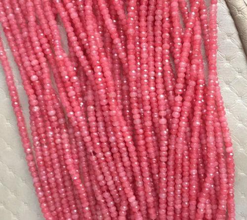 Sales promotion 2x4mm pink faceted rondelle gems beads 15