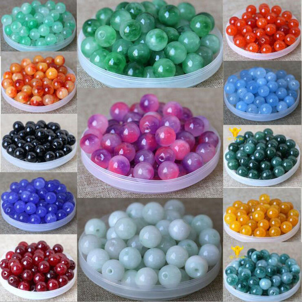 Jade Loose Beads 8-16MM Different Color Charm Bead for Bracelets Necklaces Fashion Jewelry DIY Wholesale Free Shipping 0600WH