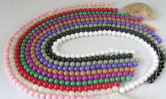 20 Strands OF Mixed colour dyed Simulated jade beads Round shape 8mm M1869