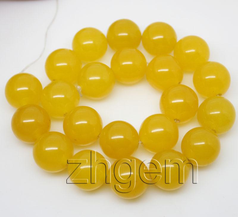 18mm yellow malay jade round loose beads gem stone 15.5