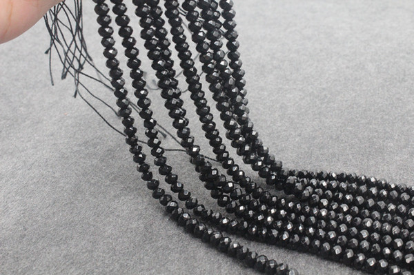 5 strands Natural 2x4mm India natural black sharp crystal faceted beads scattered black spinel abacus beads semi-finished products