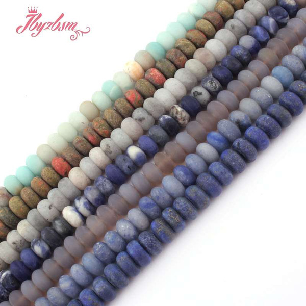 4x8mm Frosted Matte Mutil Stone Rondelle Spacer Loose Beads for DIY Necklace Bracelet Jewelry Making Strand 15