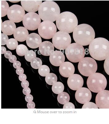 Fashion Round Natural Gem stones Rose Pink Quartz Loose Beads 4 6 8 10 12 mm Spacer Beads for DIY Bracelet Jewelry Making F2142