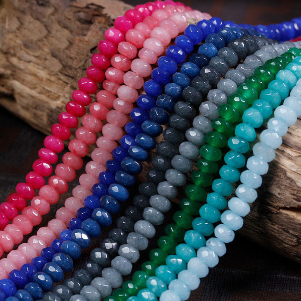 Sales promotion 5x8mm natural faceted jade / red /green/blue/black/ purple/pink /Deep red /light blue /gemstone rondelle loose beads 15