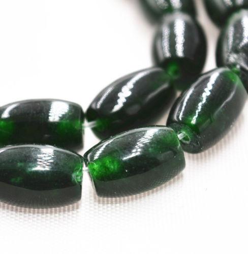 New 8x12mm Natural Dark green Emerald Gemstone Rice-shaped Loose Beads 15 