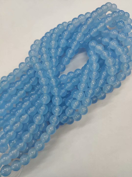 8mm Natural Light blue jade Round Gemstone Loose Beads 15