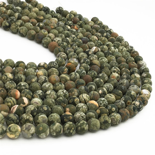 Matte Green Brecciated Jasper Beads, 8mm 10mm Round Beads,Wholesale Gemstone Beads,15.5inch,Full Strand ,Hole 1mm