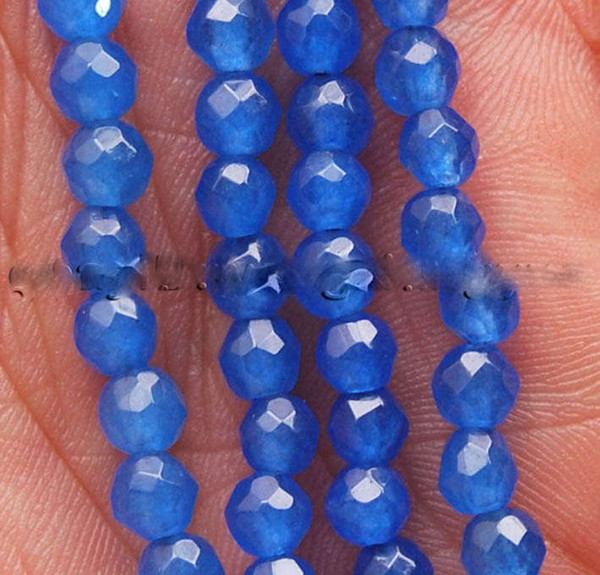 Wholesale cheap 4mm Faceted Blue Sapphire Gemstone Round Loose Beads 15