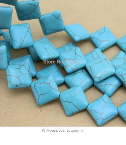 22pcs/pack 1.4cm*1.4cm Blue Square Created Stone Jewelry Making Beads Necklace DIY Natural Stones Beading F1208