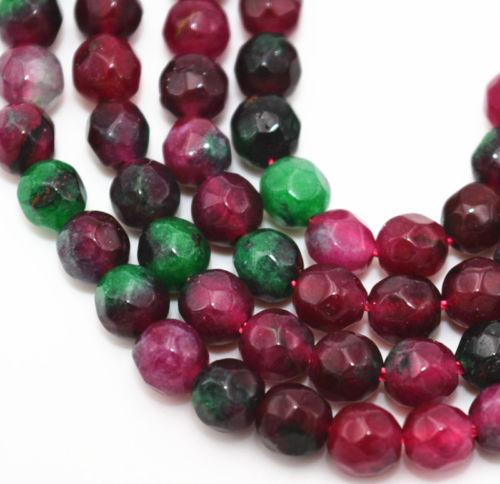 New 4mm Natural Faceted green Ruby Emerald Round Gemstone Loose Beads 15''