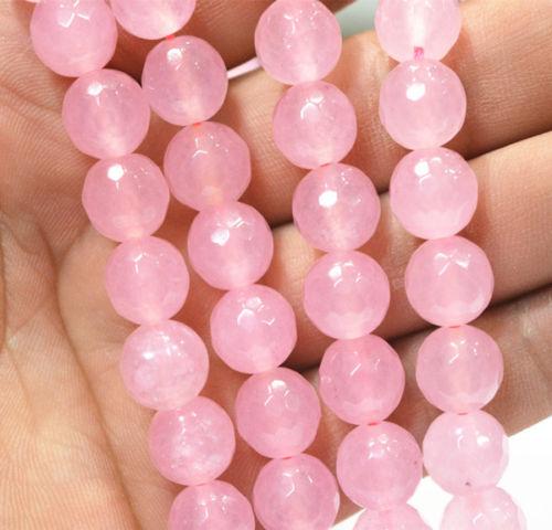 Pretty Natural 10mm Rose Quartz Gemstone Pink Faceted Round Loose Beads 15