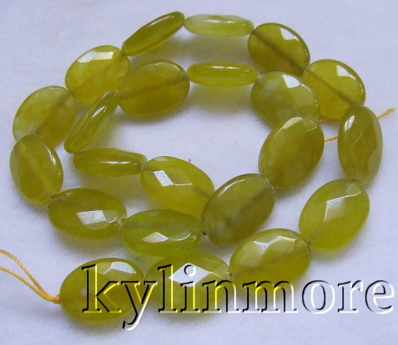 8SE09428a 13x18mm Yellow Jade Faceted Oval beads 15.5''