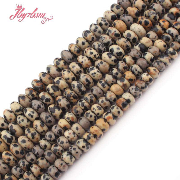 3x6 4x8mm Smooth Dalmatian Jaspers Stone Rondelle Spacer Loose Beads for DIY Bracelet Jewelry Making 15