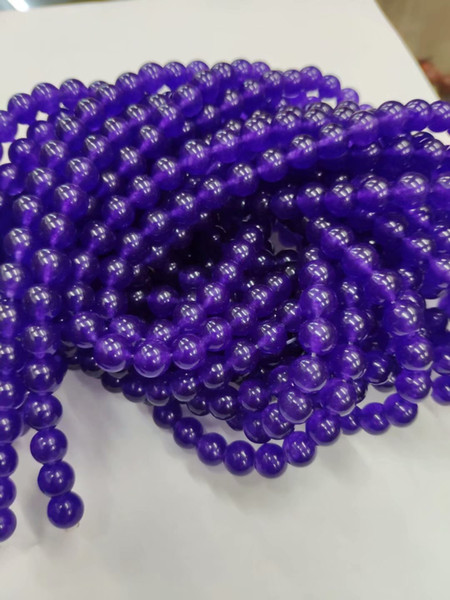 8mm Natural purple jade Round Gemstone Loose Beads 15