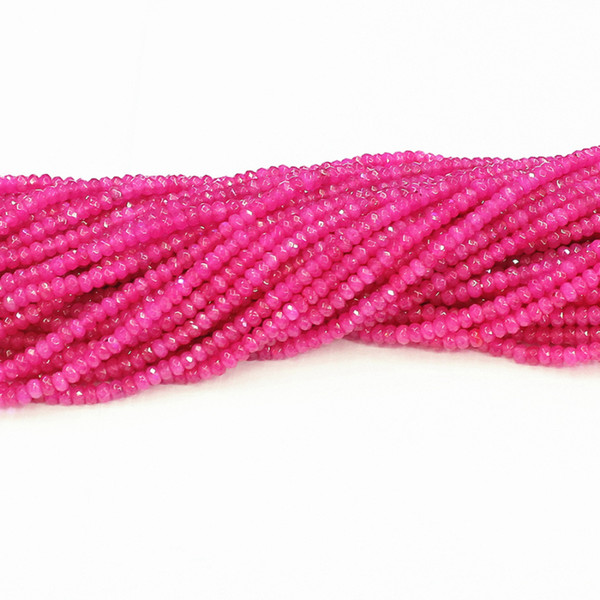 latest technology 5 strands Natural 2x4mm Beautiful faceted Pink Jade Chalcedony rondelle DIY Loose beads 15