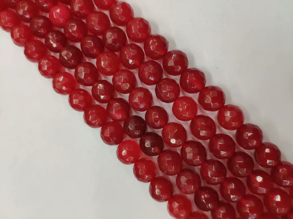 8mm Natural Facted red jade Round Gemstone Loose Beads 15