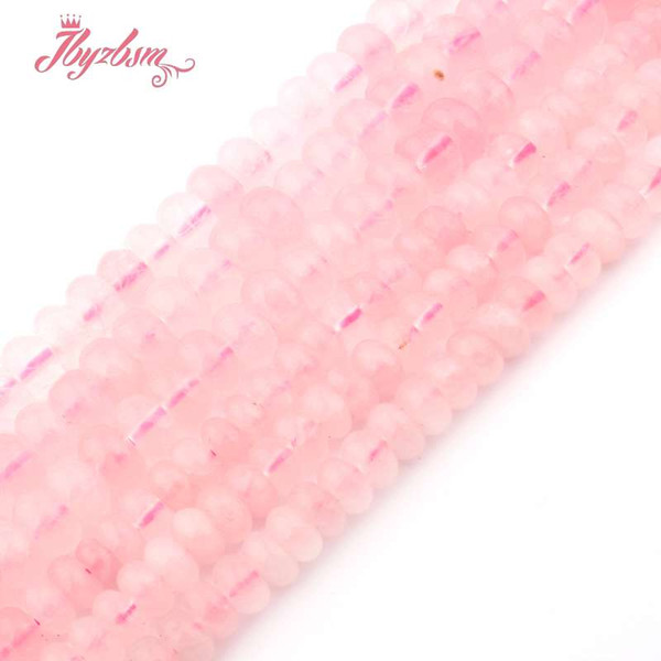 3x6 4x8mm Smooth Pink Rose Quartzs Stone Rondelle Spacer Loose Beads for DIY Necklace Bracelet Jewelry Making 15