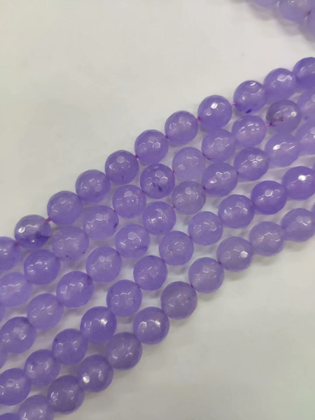 8mm Natural Facted purple jade Round Gemstone Loose Beads 15