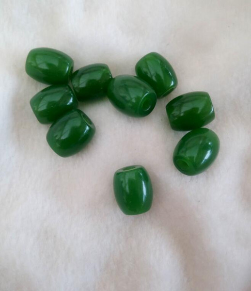 China's xinjiang hotan jade barrel beads free shipping 14 mm in diameter A1