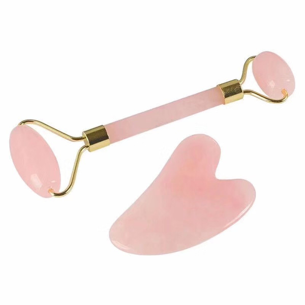 Natural Rose Crystal Quartz Stone face massage rock Facial Body Beauty Health Tool Pink Jade Roller Massager