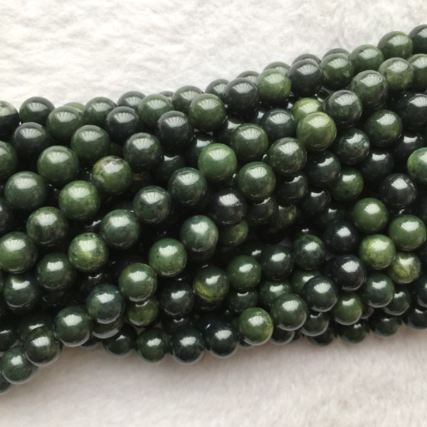 Discount Wholesale Natural Genuine Canada Green Jade Round Loose Stone Beads 8.5mm Fit Jewelry DIY Necklaces or Bracelets 15.5