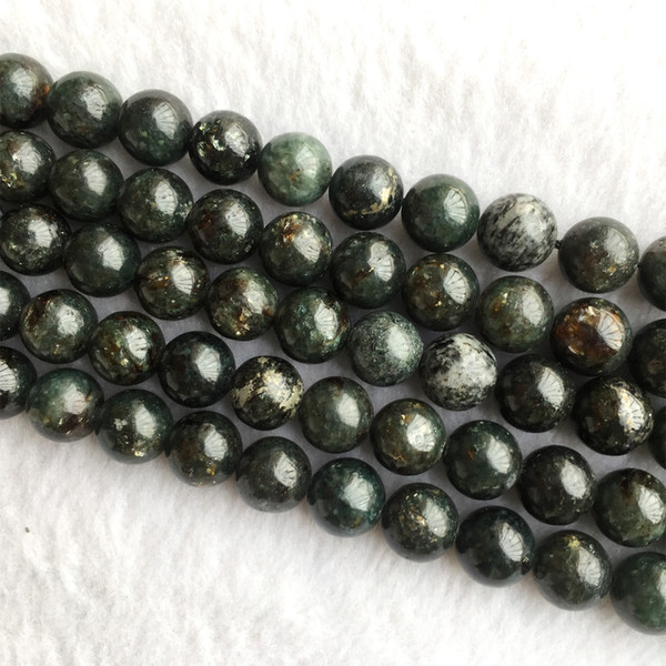 Natural Genuine Green Black Phlogopite Biotite Round Loose Smooth Necklace or Bracelet Beads 4-12mm 15.5