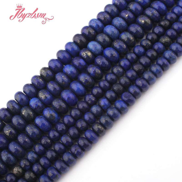 3x6 4x8mm Smooth Blue Lapis Stone Rondelle Spacer Loose Beads for DIY Necklace Bracelet Jewelry Making Strand15