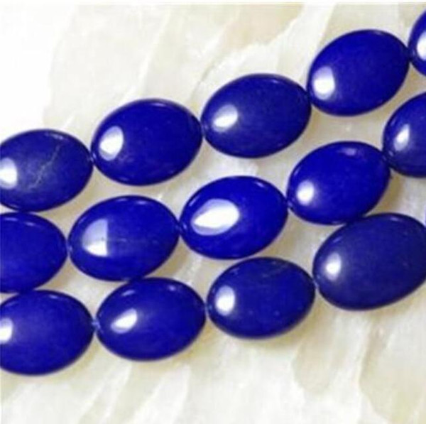 Wholesale Cheap New 10x14mm Natural Sapphire Blue Jade Gemstone Oval Loose Beads 15