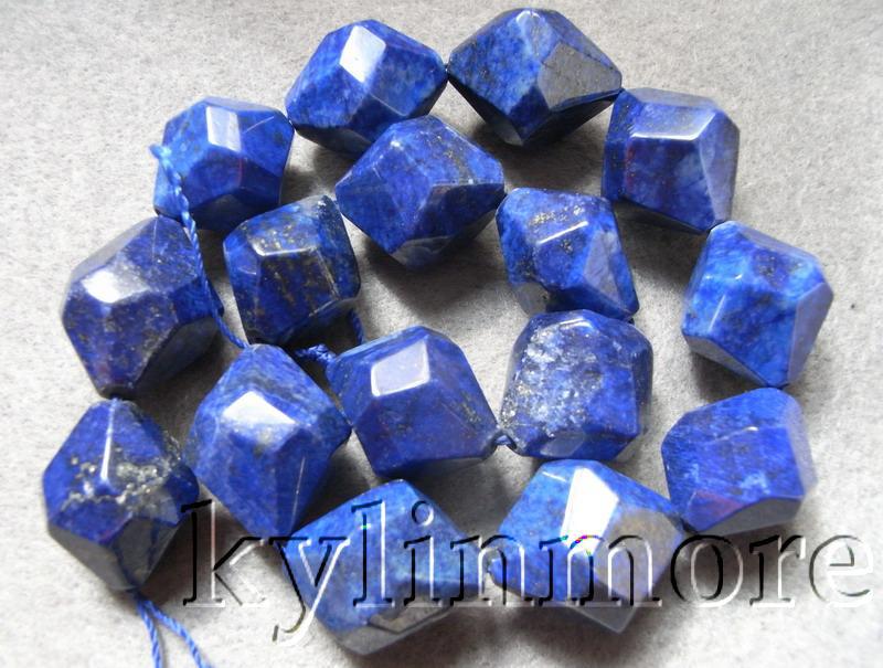 8SE09032a 20x24mm Natural Lapis Faceted Nugget Beads 15''