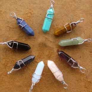 promotion ! wholesale 20Pcs Natural mixture gemstone Stone Divination Reiki Healing Bead Pendulum Pendant Natural Quartz 9x58mm