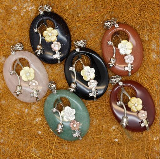 Natural crystal peace buckle fine gold sand Plum nostalgia fashion creative pendant