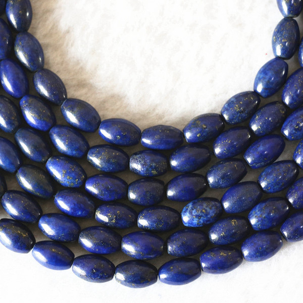 DIY semi-finished products excellent quality Natural Lapis lazuli stone 8x12mm rice barrel shape loose beads 15inch