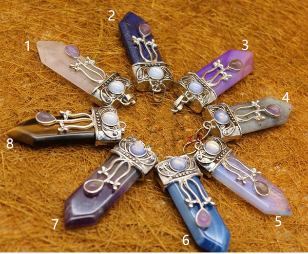 2017 NEWEST Free ShippingFlash stone pendant sword ornaments pendant lime stone natural crystal Amethyst Rose Quartz Heart Pendant 10pcs/LOT
