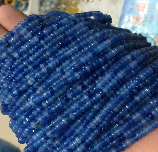 DIY semi-finished products excellent quality 5 strands 2x4 mm natural stone Blue Sapphire AA+ loose spacers beads 15inc